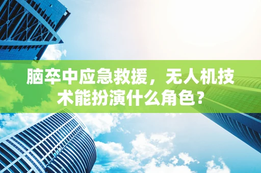 脑卒中应急救援，无人机技术能扮演什么角色？