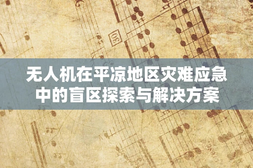 无人机在平凉地区灾难应急中的盲区探索与解决方案