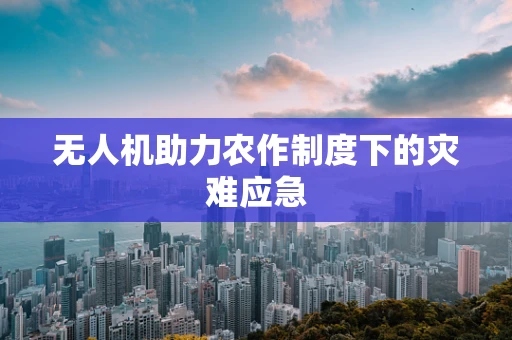 无人机助力农作制度下的灾难应急