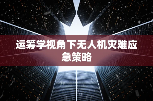 运筹学视角下无人机灾难应急策略