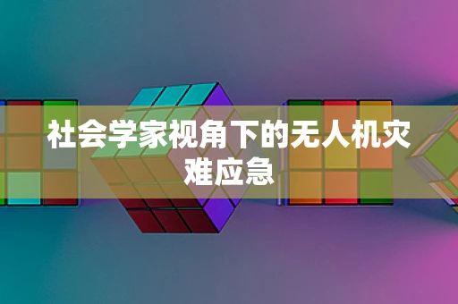 社会学家视角下的无人机灾难应急