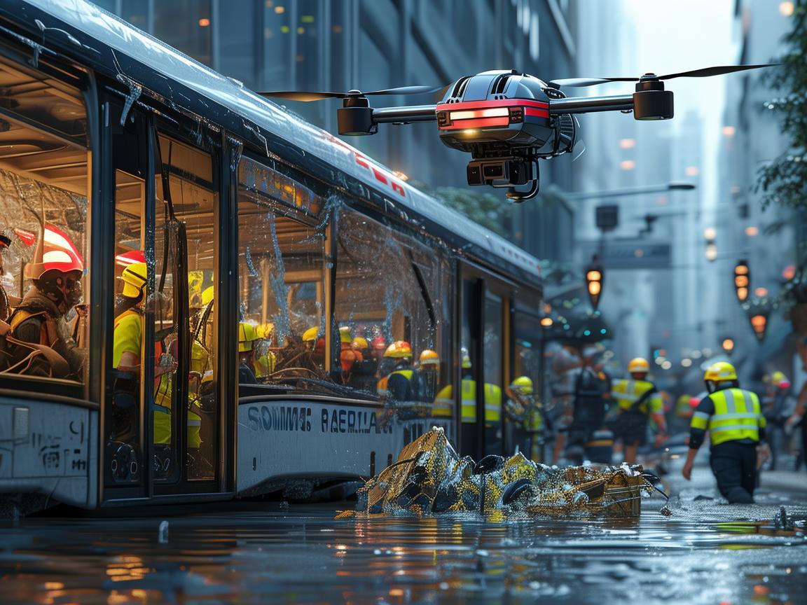 无人机助力公交车车厢灾难应急救援