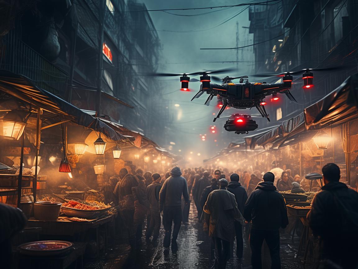 无人机助力夜市小吃摊灾难应急 无人机助力夜市小吃摊灾难应急