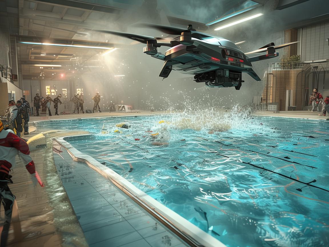 无人机助力游泳馆灾难应急救援