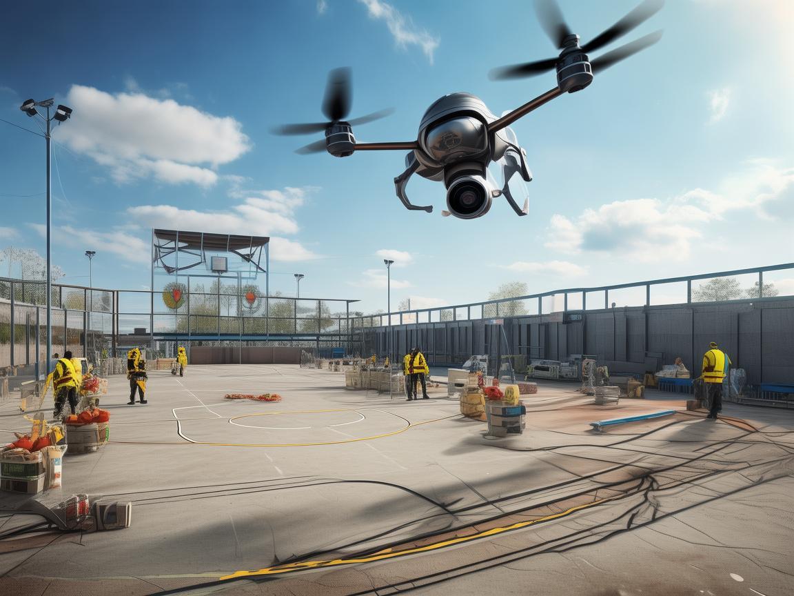 无人机助力篮球场灾难应急救援