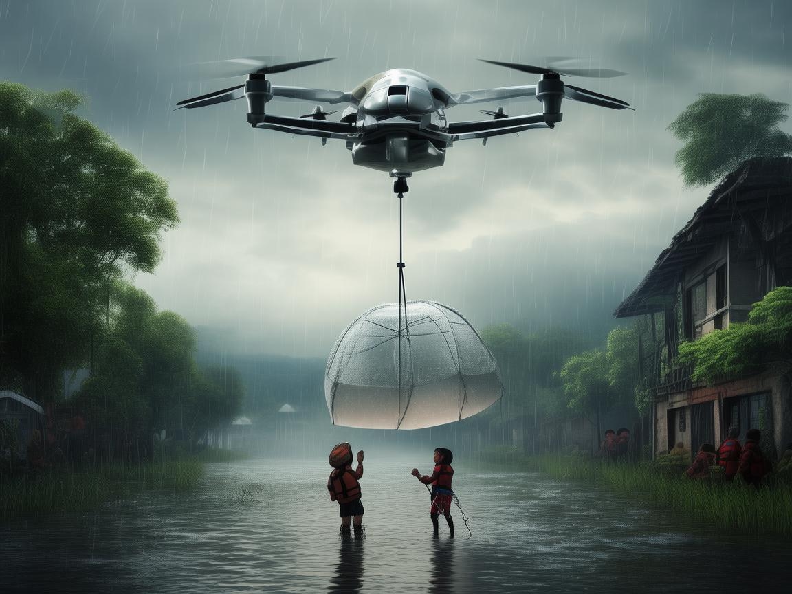 无人机携雨伞助力灾难应急救援 无人机携雨伞助力灾难应急救援